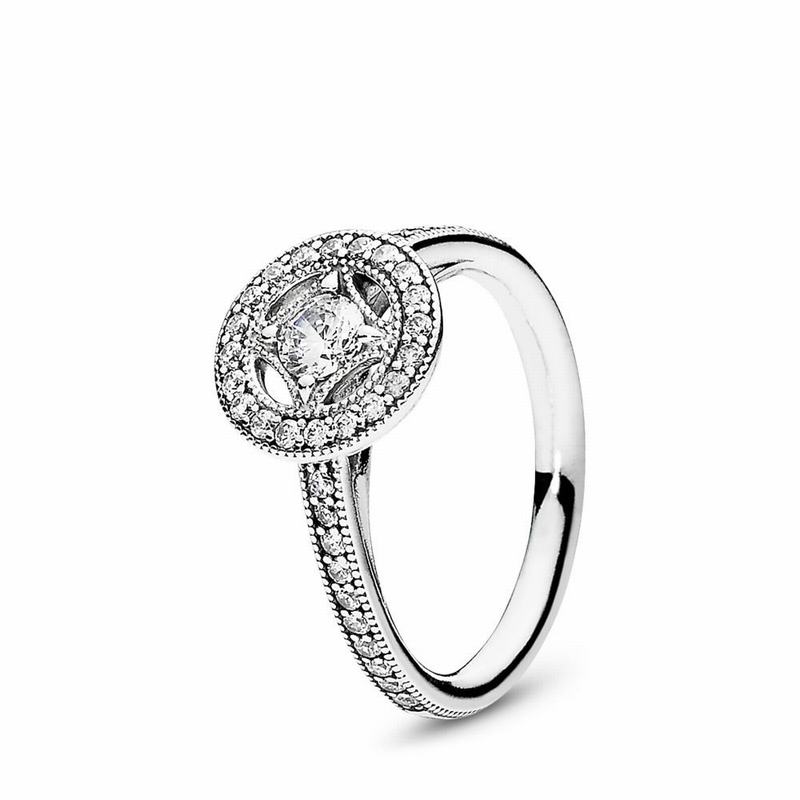 Pandora Vintage Allure Promise Ring - Sterling Silver/Cubic Zirconia - Canada | RZ8554DN